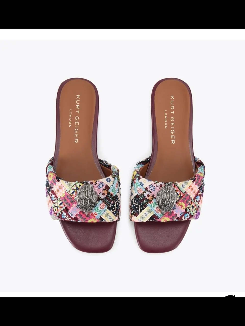 Kurt Geiger Burgundy LONDON Multi-Color Embellished Slide Sandals